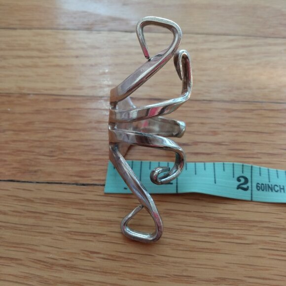 Large Vintage Fork Ring Silver Tone Twisted Avant Garde Design Thick Men Jewelry - Picture 16 of 16